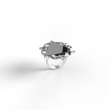"Silver geometry triangle armenian ring"