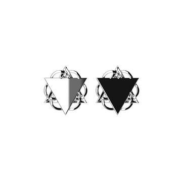 "Silver geometry pin triangle earrings"