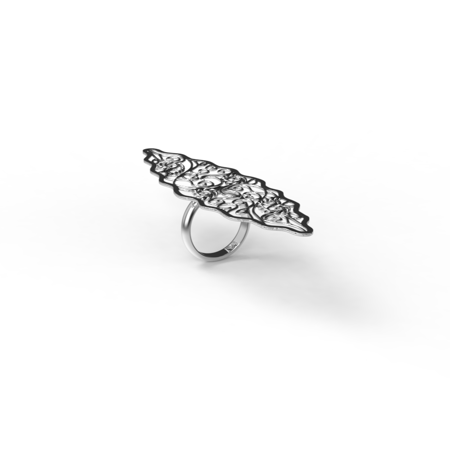 "Silver geometry ornament armenian ring"