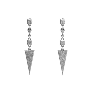 "Silver geometry chandelier long earrings"