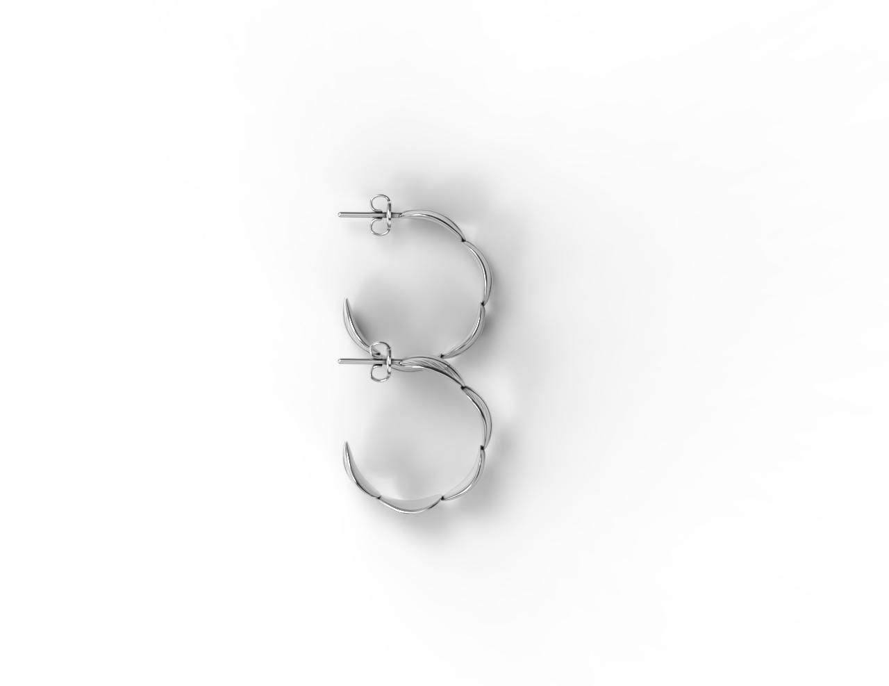Sterling silver hoop earrings "Leaves"