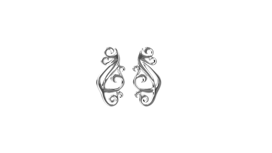 "silver ornament chandelier pin earrings"