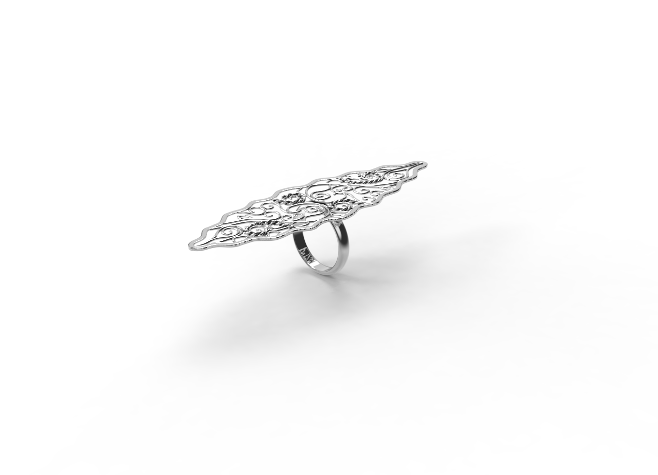 "Silver geometry ornament armenian ring"