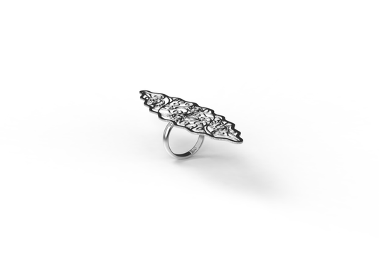 "Silver geometry ornament armenian ring"