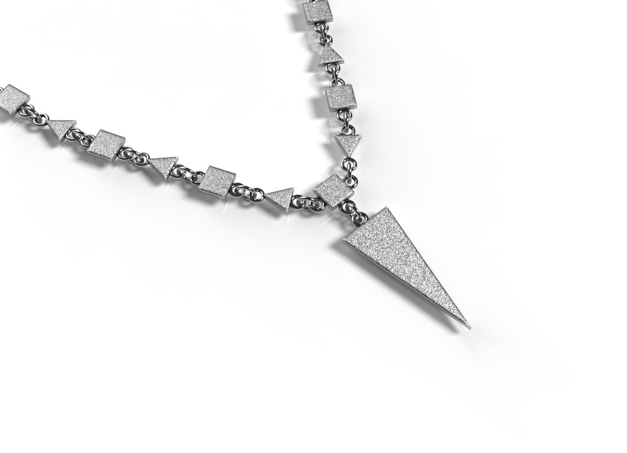 "Silver matte geometry triangle necklace"