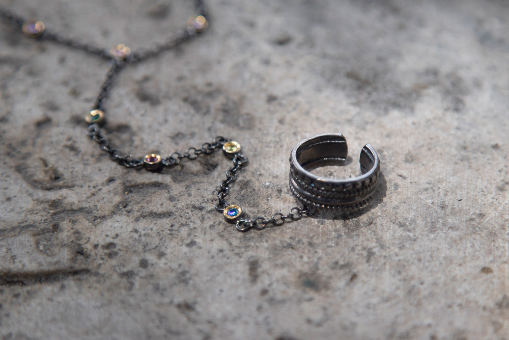 Sterling silver ring-chain bracelet “Nare”