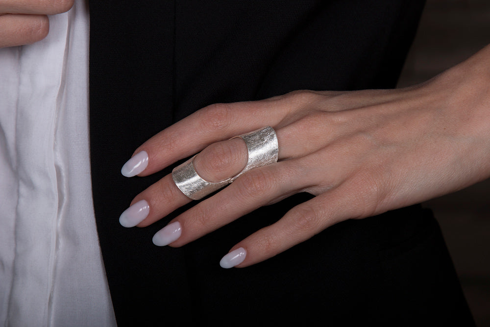 Sterling silver full finger ring "Silk"