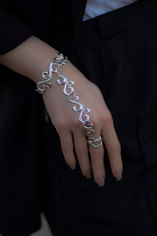 Sterling silver ring-chain bracelet "Gia"