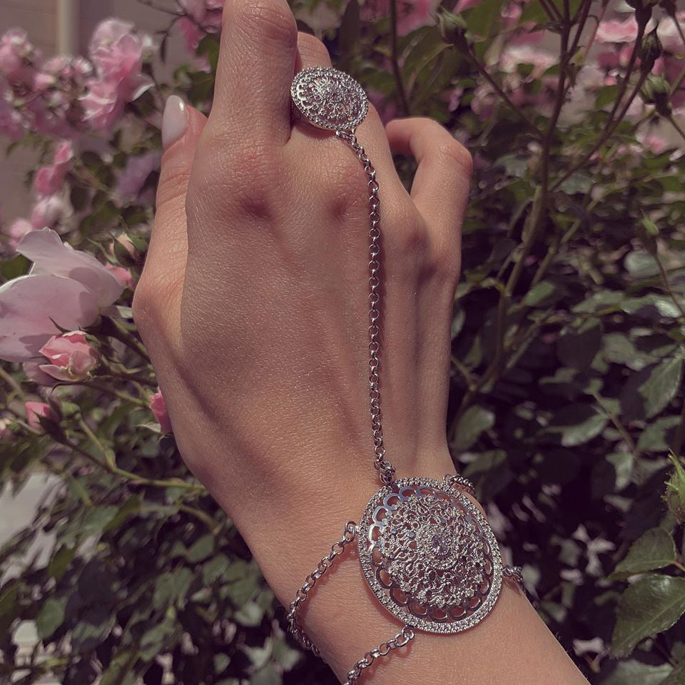 Sterling silver ring-chain bracelet “Marilyn”